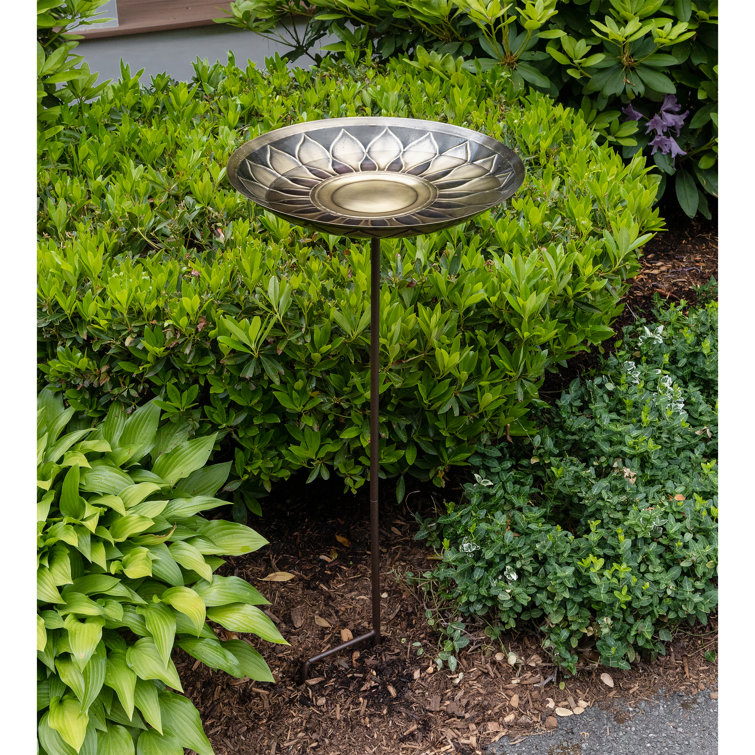Bain D'oiseaux Avec Piquet En Fer - Distributeur D'eau Extérieur - Résistant Aux Intempéries, 79 Cm De Haut